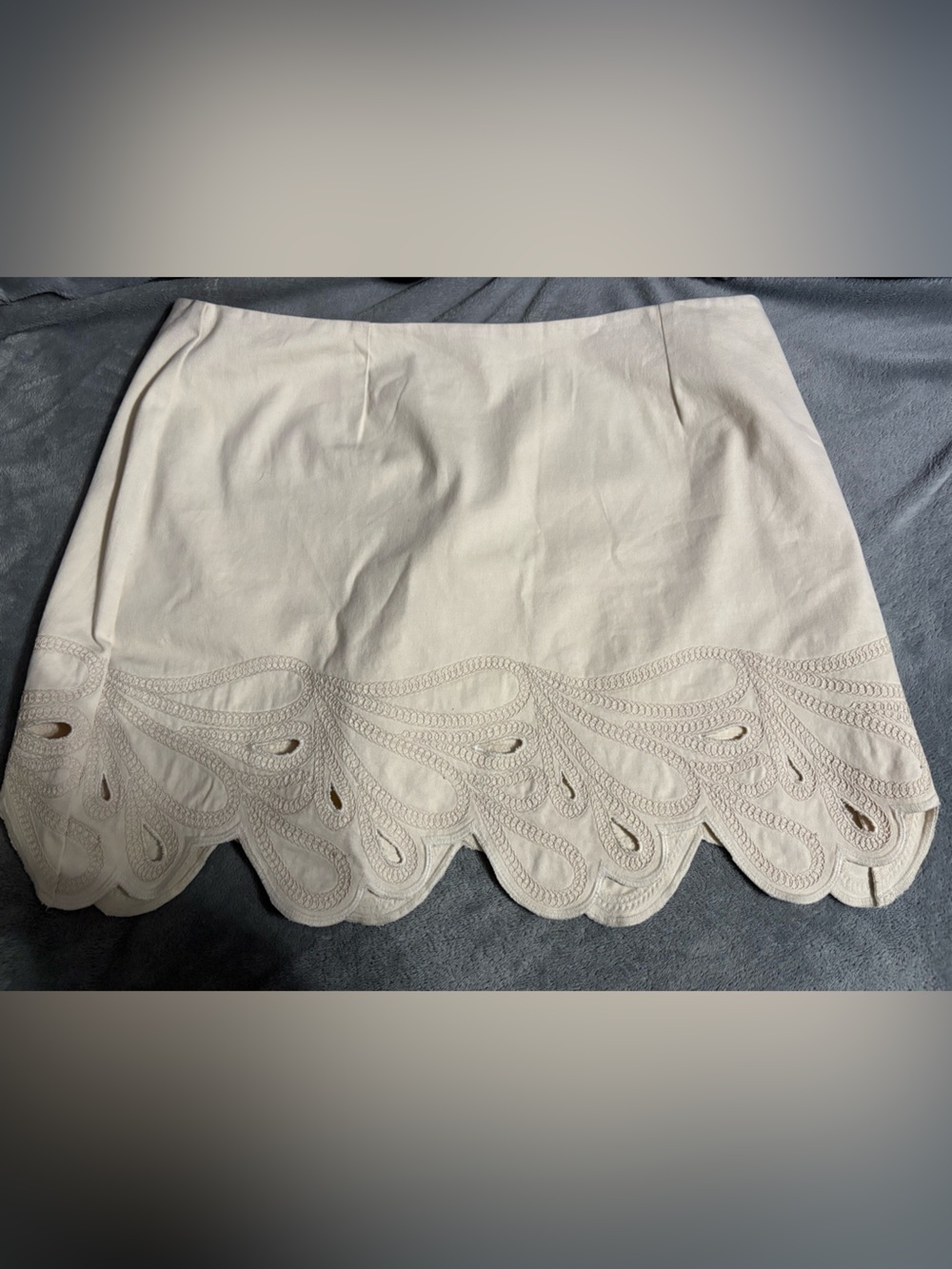 French Connection Cream Skirt with Detailed Hem
